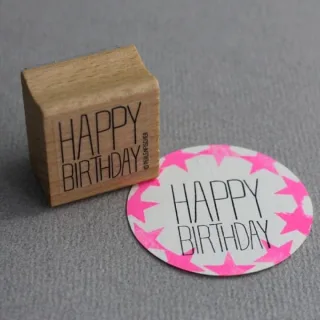 Perlenfischer Text-Stempel: HAPPY BIRTHDAY Block