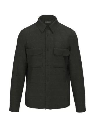 FYNCH-HATTON - Herringbone Linen Overshirt dark khaki - Gr. - XL