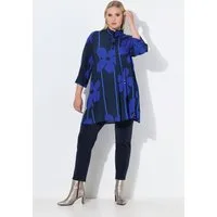 Ulla Popken Tunika Tunika Blüten A-Linie Stehkragen 3/4-Arm