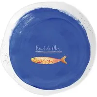 EasyLife Frühstücksteller Bord de Mer, Spülmaschinengeeignet, Weiß, Fische, H: 2cm