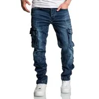 Amaci&Sons Straight-Jeans CARY Jeans Regular Slim Herren Regular Fit Cargo Denim Jeans Hose