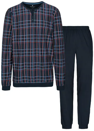 BASEFIELD - He.-Pyjama Feininterlock ink check - Gr. - L