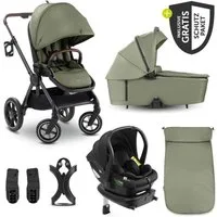 Hauck Kombi-Kinderwagen Comfort N Care Set - Olive, 4in1 Kinderwagen mit Babywanne, Babyschale, Isofix Basis & Sportsitz