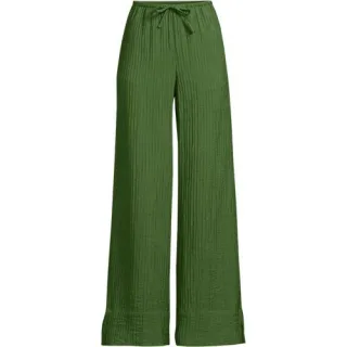 Weite Crinkle-Hose für Damen, Damen, size: regular, Grün, Nylon/Viskose, by Lands' End
