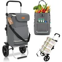 Sekey Einkaufstrolley 3-in-1 mit Kühlfach und Spanngurt, Faltbarer Einkaufswagen 42L & 35kg, 42 l, 3-in-1 Trolley, Sackkarre & Umhängetasche, Ideal für Einkäufe