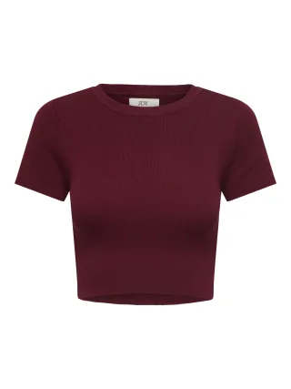 JDY - JDYCIRKELINE S/S CROP TOP KNT NOOS Rhubarb - Gr. - L