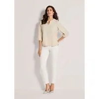 MADELEINE Kurzarmbluse Elegante Schlupfbluse mit V-Ausschnitt Blusenshirt mit Rundhals mit V-Schlitz und 3/4-Ärmeln
