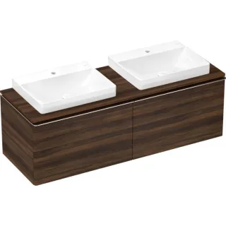 hansgrohe Xelu Q Konsole 54112630 1560 x 550 mm, 2 Ausschnitte 600 x 480 mm, Nussbaum dunkel