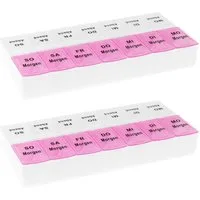 Wellgro Pillendose 2x Tablettenbox für 7 Tage mit je 2 Fächer pro Tag