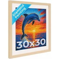 PHOTOLINI Bilderrahmen für Diamond Painting, passendes Passepartout, Bilder im Galerie-Look, für 1 Bilder (1 Einzelrahmen), Hochwertiger Galerie-Look für Diamond Painting Motive in 25x25 cm