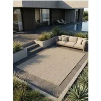 KADIMA DESIGN Outdoorteppich ALSTER Wetterfest UV-Beständig Balkon Waschbar Strapazierfähig Uni, Läufer, Höhe: 3 mm, Beige, 60x100 cm, Balkonteppich Fußbodenheizung Waschbar