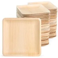 wisefood Einwegteller 50-tlg., Palmblatt Teller quadratisch 15x15cm, (50 St)