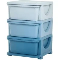HOMCOM Spielzeugtruhe mit Stauraum, drei Ebenen (Spielzeug-Organizer, 1 St., Aufbewahrungsboxen), für Kinderzimmer 3-6 Jahre Kindermöbel Blau 37 x 37 x 56,5 cm
