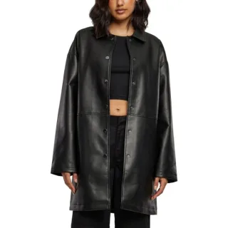 Urban Classics Ladies - Kunstleder Mantel schwarz