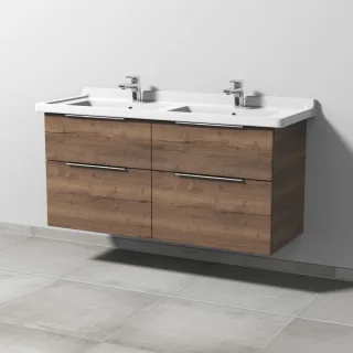 Sanipa 3way Waschtischunterbau zu Duravit Starck 3 Waschtisch mit 4 Auszügen, Eiche-Tabak UM71350