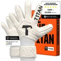 T1TAN Torwarthandschuhe Erwachsene, Fingerschutz, CLASSIC White-Out, Größe 6-11