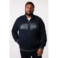 Men Plus Fleecejacke Sweatjacke Stehkragen Brustprint