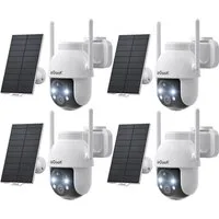 TWUFY Überwachungskamera 2K 3MP Überwachungskamera Aussen Solar, 360° PTZ Kamera Aussen Akku (Aussen, Außen, Außenbereich Sicherheit, Außenbereich, außen, Outdoor, mit Farbnachtsicht solar Kamera Überwachung außen, 4-tlg., PIR Bewegungsmelder Cloud/T