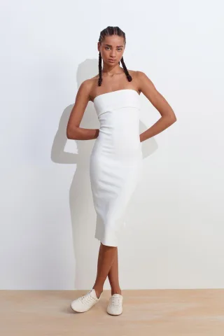 Trägerloses Bodycon-Midi-Kleid
