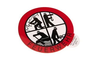 DFV Aufkleber FEUERWEHR | zum Aufkleben von Innen | 90 mm Durchmesser | hohe Sichtbarkeit | einfache Anbringung | Fahrzeugkennzeichnung