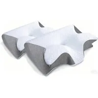 Kityhome Kopfkissen Orthopädisches Nackenkissen Memory Foam – 2 Höhen, waschbarer Bezug, Füllung: 100% Memory Foam, Set, Nackenkissen*1, waschbarer Bezug*1, Nackenstützkissen, Komfort, Atmungsaktiv