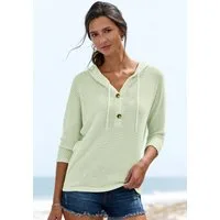 LASCANA Kapuzenshirt aus sommerlichem Waffelstrick Sommerhoody mit Knopfleiste