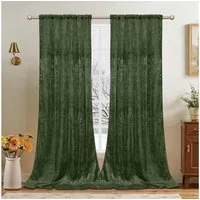 LMaxhome Gardine Samt Zerkleinert Velvet Vorhang Verdunkelnd Verdickt Winter Gardinen, Floral Gequetscht, 290g/, Blickdicht für Schlafzimmer Wohnzimmer