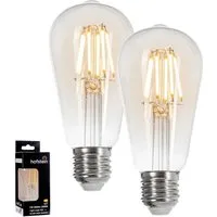 hofstein LED-Leuchtmittel 2er Set Glühbirne Warmweiß 6 Watt 800 Lumen, E27, 3000 Kelvin, Edison Vintage, Filament, Klar