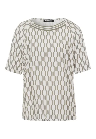 FRANK WALDER - Blusenshirt FLOWER HARMONY im graphischen Dessin ecru/salbei - Gr. - 38