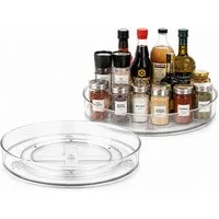 Vornix Gewürzregal 360° Drehbar Multifunktionales Drehteller Organizer,2er-Set, 23,5 cm und 27 cm, zwei Größen, rutschfest und vielseitig einsetzbar, Küchenaufbewahrungsregal, drehbares Aufbewahrungsregal, rundes Gewürzregal, geeignet für Küchenschrä
