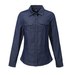 Premier - Hemd Jeans Style Naht für Damen (Indigo-Jeansblau)