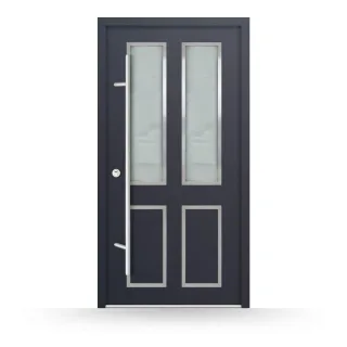 Stahltür mit Kassettenoptik, Anthrazit, 1000 x 2000 mm, DIN links nach innen öffnend, Stahl-Aluminium, Modell Hilden, online konfigurierbar