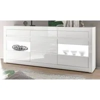 Furn.Design Sideboard Nobile (Anrichte in weiß, 3 Schubladen, 3 Türen, Breite 217 cm), Hochglanz mit Soft-Close