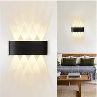 ZMH LED Wandleuchte Außenwandleuchte Schwarz Up Down 7W Wandstrahler Wand Treppenhaus, ‎Energieeffizient, LED fest integriert, 3000k, Außenleuchte Flur