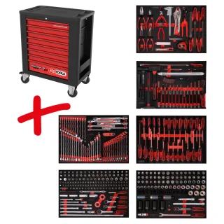 KS Tools Performanceplus Werkstattwagen-Satz P15 mit 370 Werkzeugen für 6 Schubladen - 815.6370