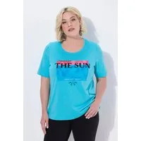 Ulla Popken T-Shirt T-Shirt Perlen Motivdruck Rundhals Halbarm