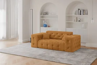Sofa Designersofa CHANTAL 2-Sitzer in Stoff Moly Orange