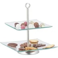 relaxdays Etagere 2 stufig, Glas