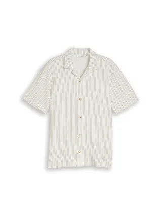 Tom Tailor - Regular Fit Kurzarmhemd mit Streifen white structured stripe - Gr. - XXXL