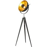 OTTO home Stehlampe Elenoire, ohne Leuchtmittel, Höhe verstellbar, schwarz / goldfarben, Metallschirm Ø 40 cm