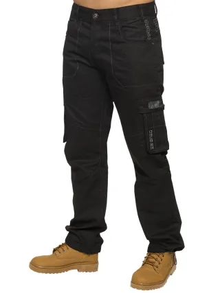 Enzo | Herren Combat Denim Jeans - Schwarz