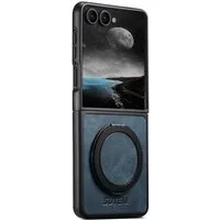 Wigento Handyhülle Für Samsung Galaxy Z Flip7 Suteni MagSafe 360 Grad Ring Hülle Blau, Kunstleder Hülle mit 360° Drehhalter und MagSafe-Funktion