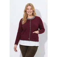 Ulla Popken Strickjacke Strickjacke Hirsch-Stickerei Trachtenknöpfe