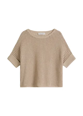 Marc OPolo Casual - Kurzarm-Strickpullover boxy sandpaper - Gr. - XS
