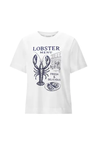 Rich & Royal - Easy Fit T-Shirt Lobster Print white - Gr. - M