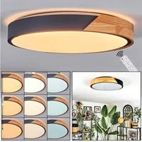 hofstein Deckenleuchte Deckenlampe aus Metall/Holz/Kunststoff in Natur/Schwarz/Weiß, ohne Leuchtmittel, Leuchte im moderne Design (39 cm), CCT einstellbar, Fernbedienung