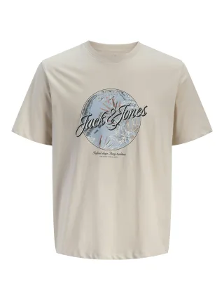 JACK&JONES - JJHONOLULU SHAPE TEE SS CREW NECK LN Moonbeam - Gr. - M