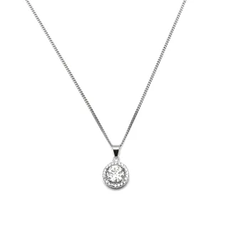 Luxenter-Halskette, 925 Sterling Silber Legende Edelstein und glänzender Zirkonia mit rhodinierter Oberfläche