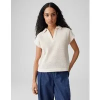 OPUS Poloshirt Somona aus Jersey mit Crochet Optik Lochstrickmuster, leichte Transparenz, weicher Griff, Casual