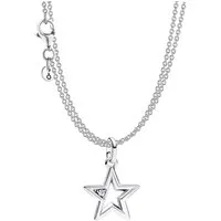 Pandora Kette mit Anhänger 68626, Geschenkset mit 2-reihiger Funkelnder Stern Silber